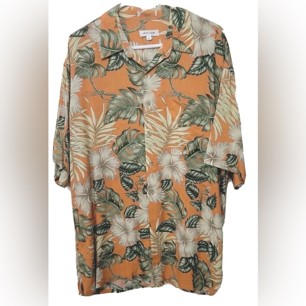 Pierre Cardin Orange Hawaiian Aloha Shirt